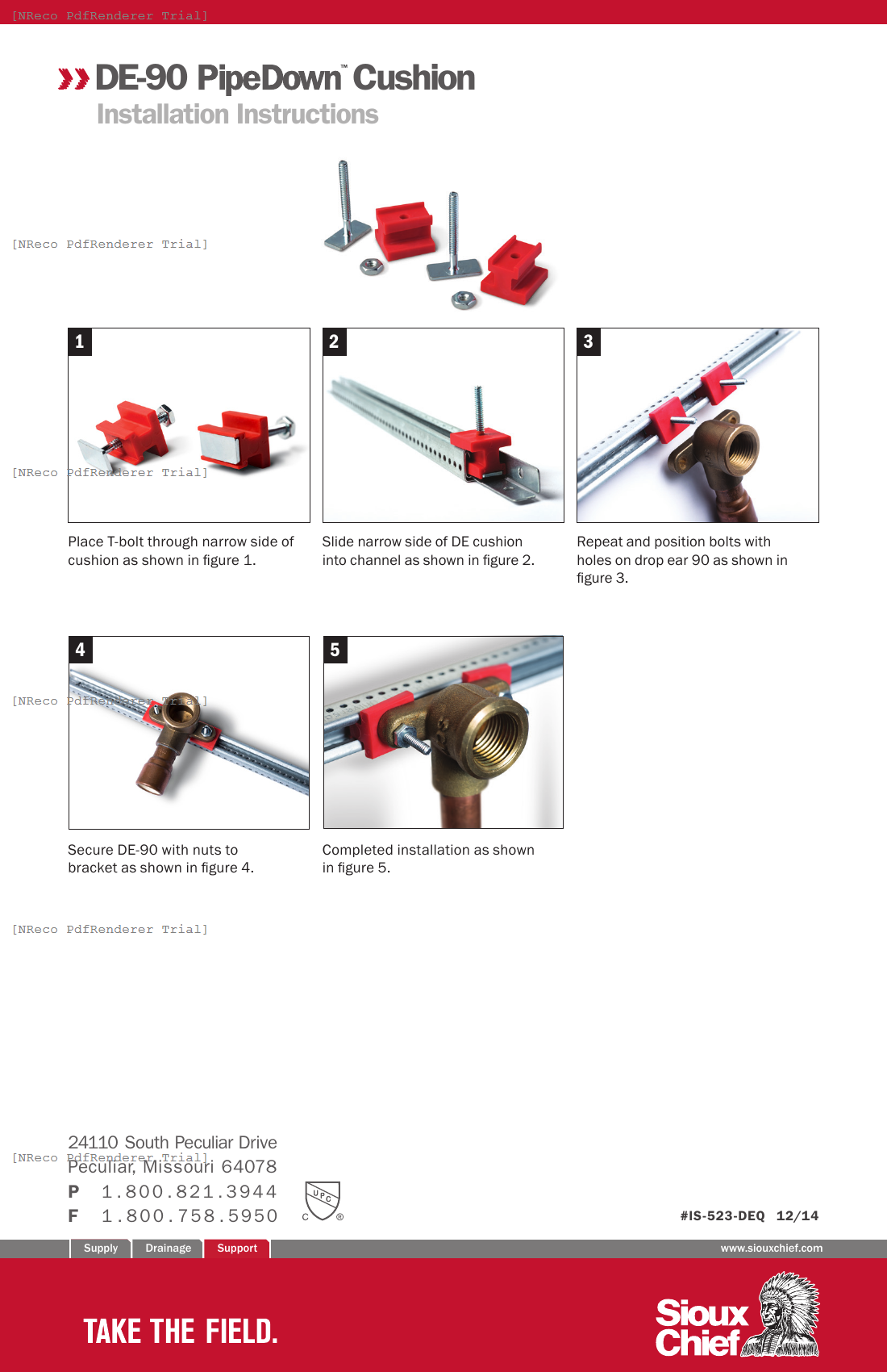 523 SERIES - PIPEDOWN DE90 CUSHION - INSTRUCTION SHEET.PDF Technical Document